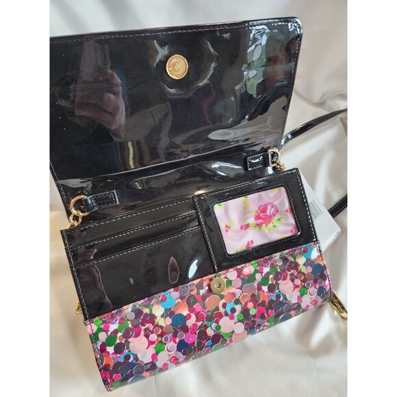 NWT Betsey Johnson Crossbody Rainbow Xodanie Handbag Purse Patent Leather Bow - Picture 10 of 14